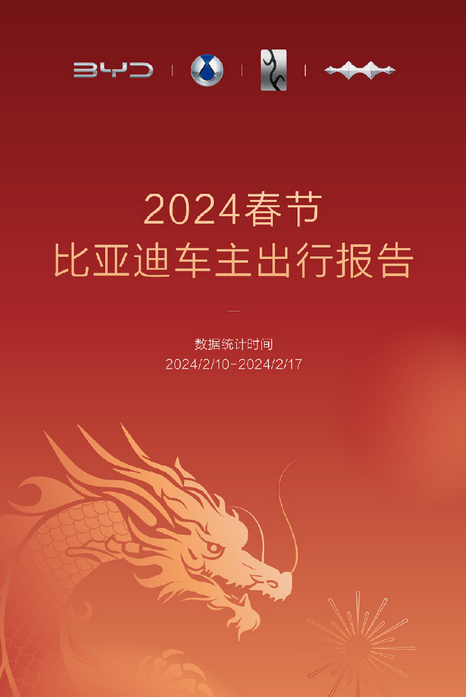 比亚迪2024春节出行报告发布：610万车主共行驶37亿公里